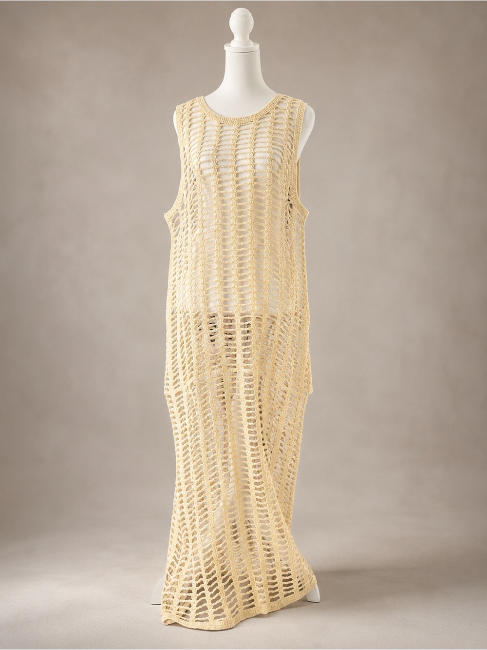 Zara Metallic Thread Open-Knit Crochet Maxi Cover-Up Dress — Size Large